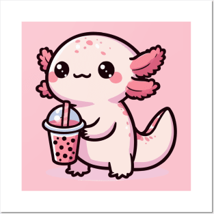 super cute axolotl drink boba Posters and Art